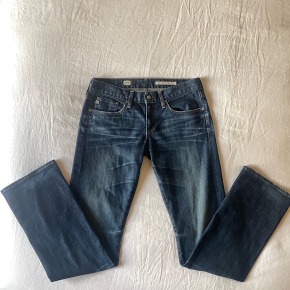 Vintage | rare Agolde Adriano Goldschmidt super low rise dark wash straight jean - Picture 1 of 7